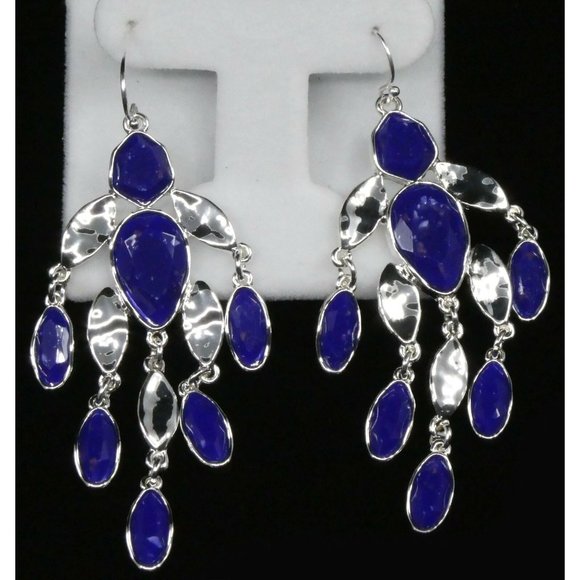 New Style & Co Blue Stone Chandelier Earrings - Picture 5 of 5